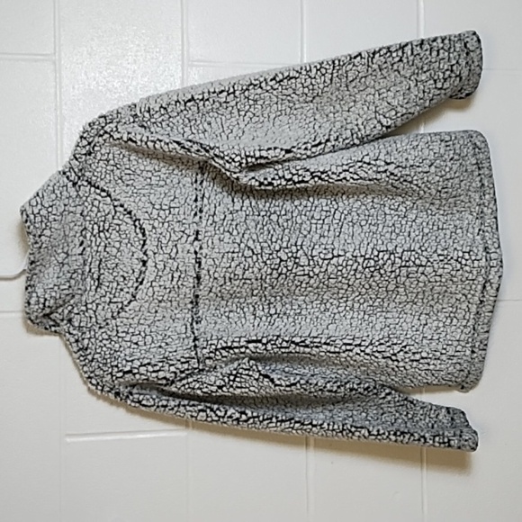 Quarter Zip Warm Soft Chunky Fleece Sweatshirt Pull over Grey & Black Over sized - Picture 3 of 9